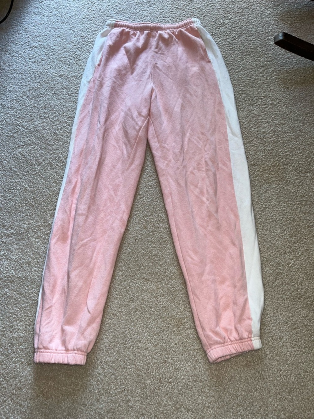 Pink Joggers with White Side Stripes - Casual Sweatpants
